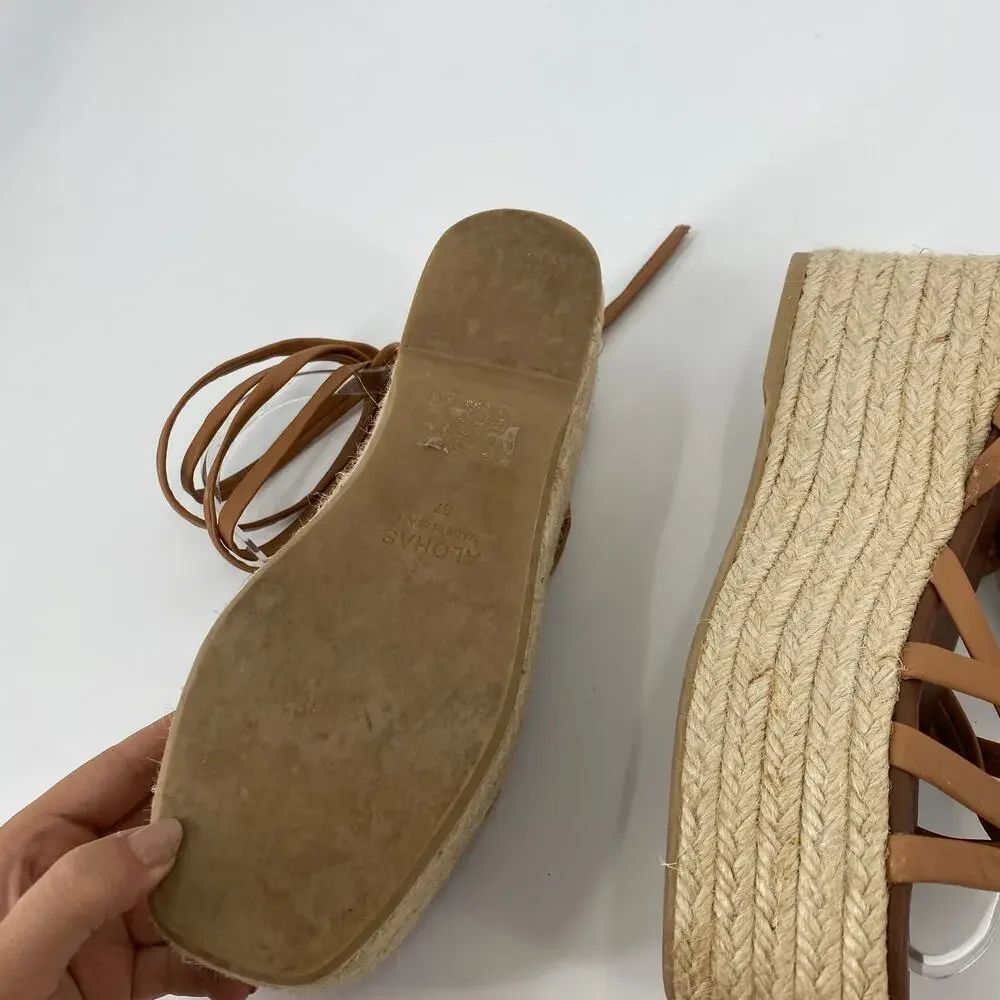 ALOHAS Paw Paw Brown Espadrille Platform Sandal camel